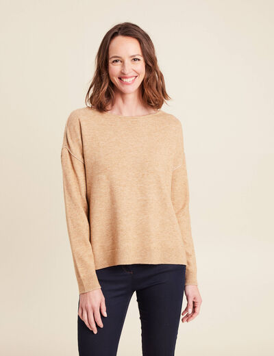 Pull manches longues beige femme