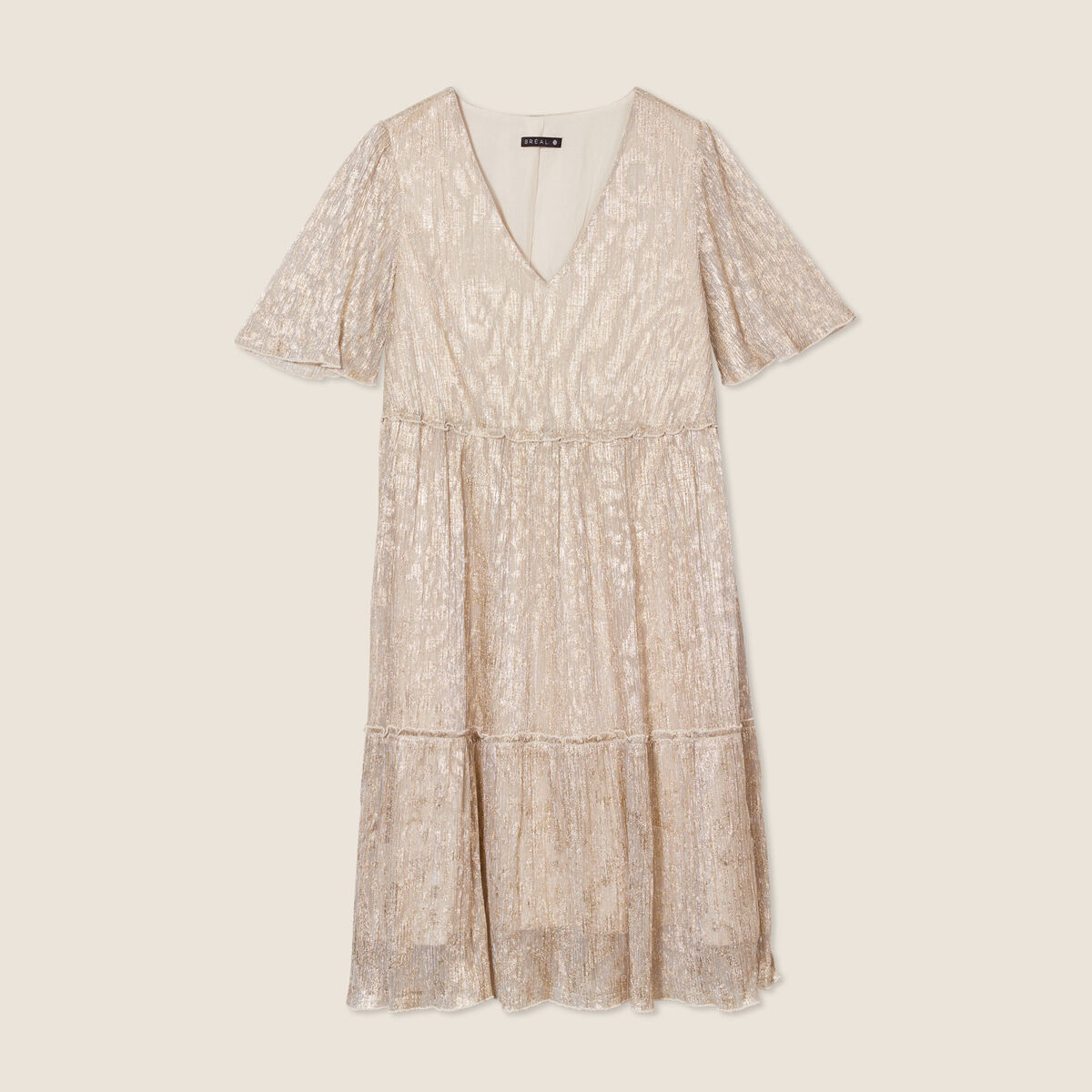 Robe droite fils métallisés couleur or femme