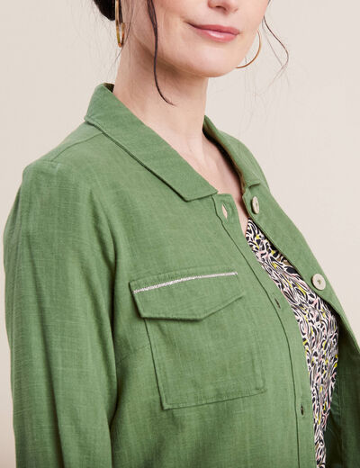 Veste droite boutonnée vert femme