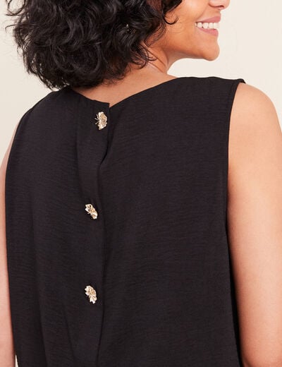 Blouse sans manches col rond fluide noir femme