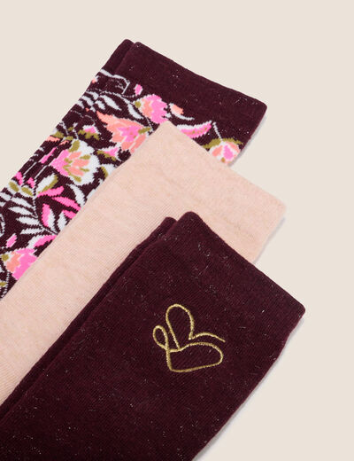 Coffret lot de 3 paires de chaussettes rose femme