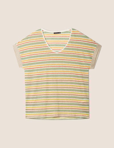 T-shirt manches courtes beige femme