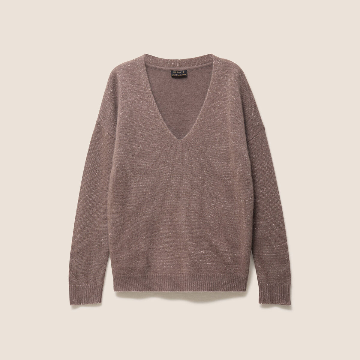 Pull en cachemire col v couleur cuivre femme