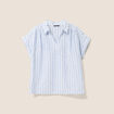 Blouse ample col chemise manches courtes bleu femme