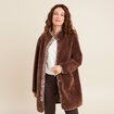 Manteau imprim&eacute; r&eacute;versible marron fonc&eacute; femme