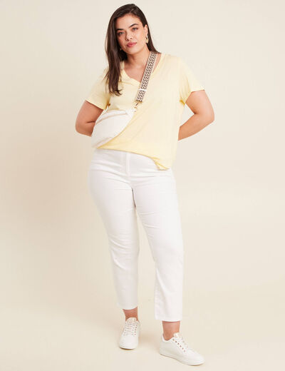 T-shirt manches courtes jaune clair femme