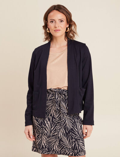 Veste droite réversible bleu foncé femme