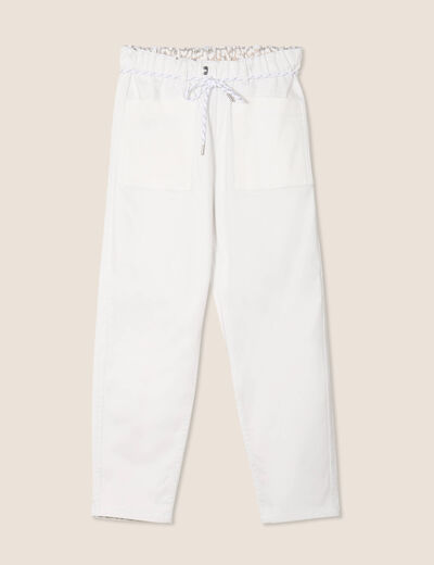 Pantalon droit réversible blanc femme