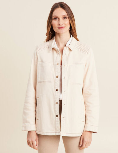 Surchemise boutonnée ivoire femme