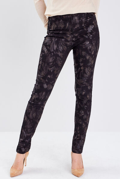 Pantalon ajusté denim noir femme