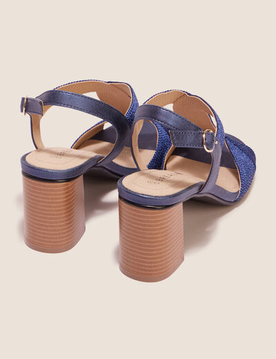 Sandales à talons bottiers bleu marine femme