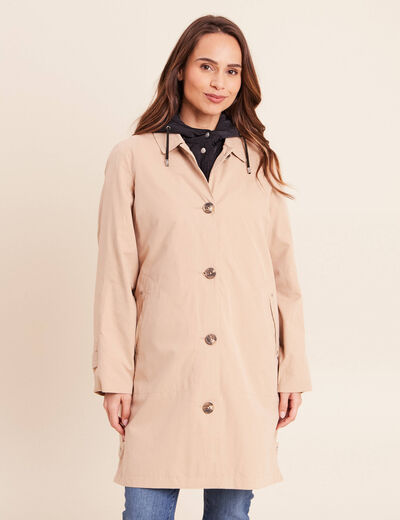 Trench doubl&eacute; satin&eacute; beige femme