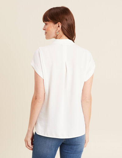 Blouse manches courtes ecru femme