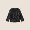 Veste ajust&eacute;e courte &agrave; sequins gris fonc&eacute; femme