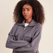 Cardigan col camionneur gris fonc&eacute; femme