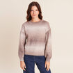 Pull col rond &agrave; sequins taupe femme