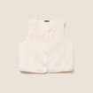 Gilet droit sans manches fausse fourrure ecru femme
