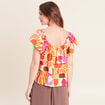Blouse col v manches courtes fluide multicolore femme
