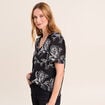 T-shirt col v manches courtes noir femme