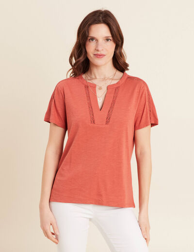 T-shirt manches courtes vieux rose femme