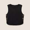Top cintr&eacute; sans manches col rond noir femme