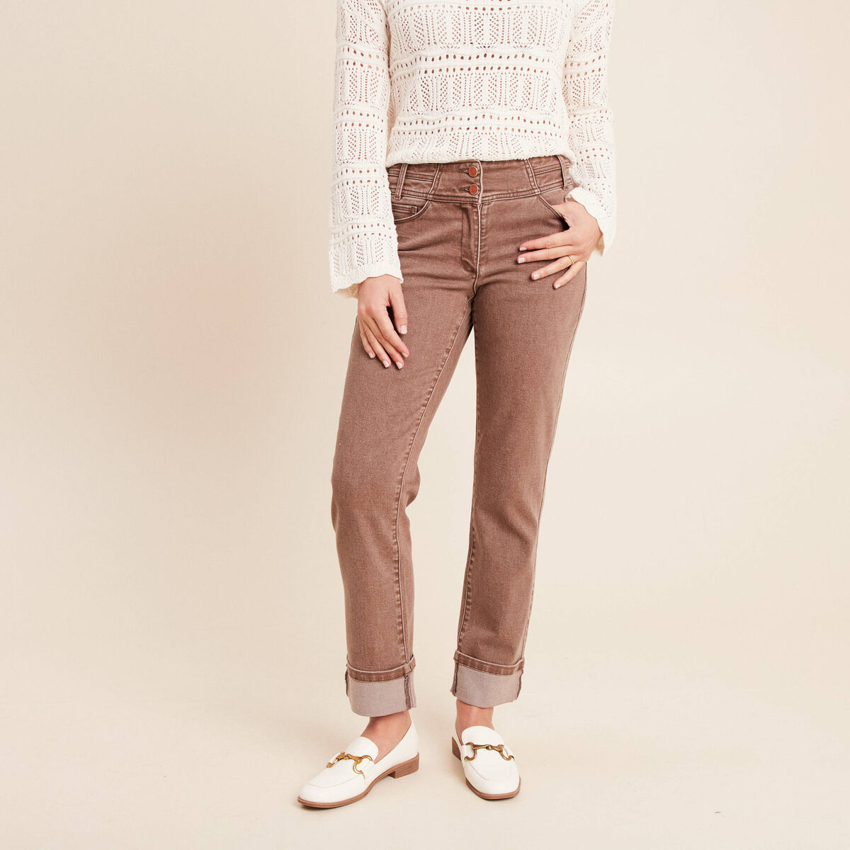 Jean standard marron clair femme