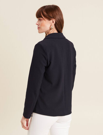Veste tailleur cintrée bleu foncé femme