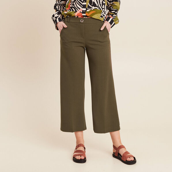 pantalon large pinces vert kaki femme Pantalon large pinces vert kaki femme