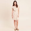 Robe droite zipp&eacute;e beige femme