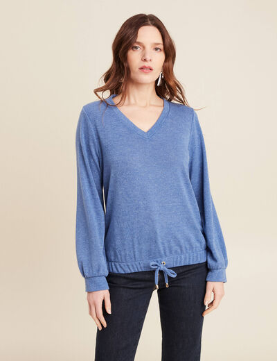 Sweat manches longues bleu ciel femme