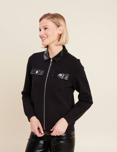Gilet zippé manches longues noir femme