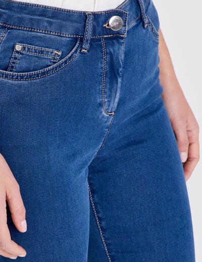 Jeans léger taille haute long denim double stone femme