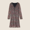 Robe fleurie à sequins évasée rose framboise femme