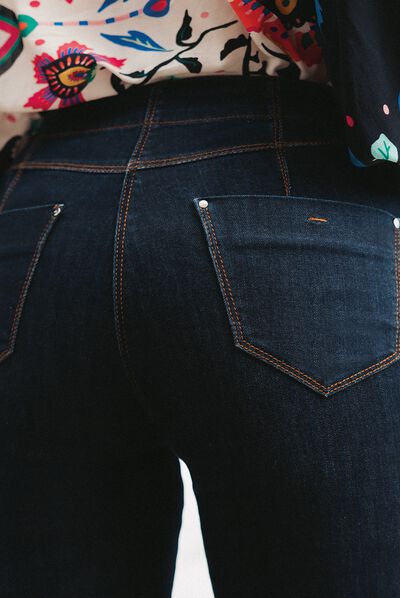 Jean bootcut taille basse denim brut femme