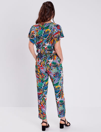 Combinaison pantalon ceinturée vert émeraude femme