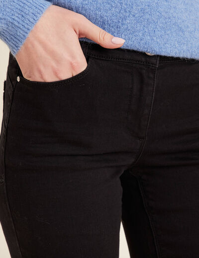 Jean droit taille basculée noir femme