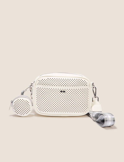 Sac perforé avec pochette ecru femme