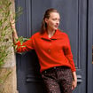 Pull col camionneur rouge femme