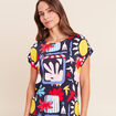 T-shirt manches courtes multicolore femme