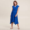 Robe évasée taille smockée bleu electrique femme