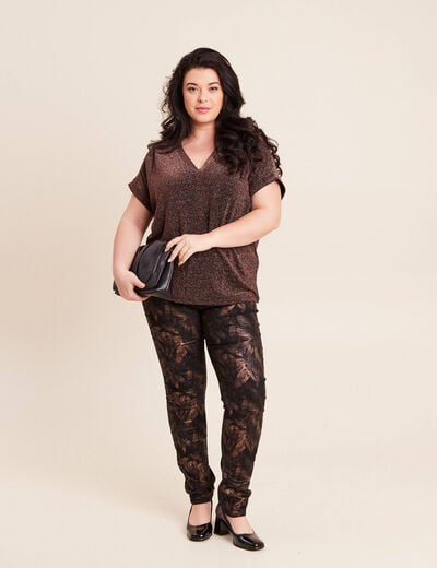 T-shirt manches courtes couleur cuivre femme