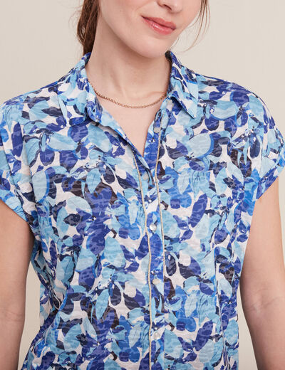 Chemise manches courtes bleu femme