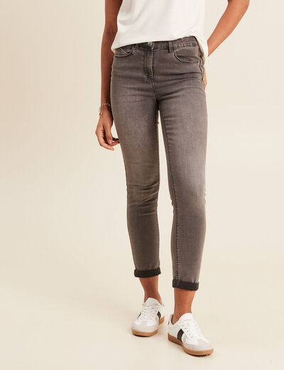 Jean ajusté taille standard 7/8ème gris femme