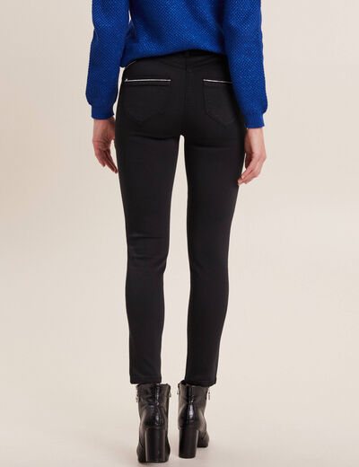 Pantalon ajusté taille haute noir femme