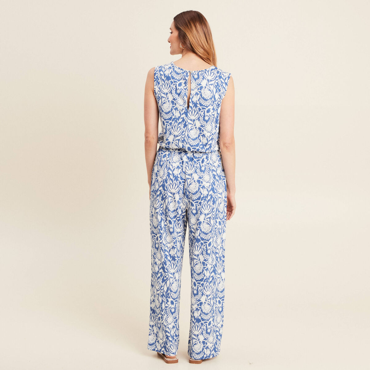 Combinaison pantalon droite bleu femme