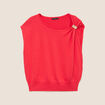 Pull sans manches col rond rouge femme