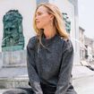 Sweat manches longues col montant gris femme