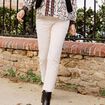 Pantalon droit velours ivoire femme