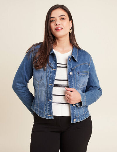Blouson en jean denim double stone femme