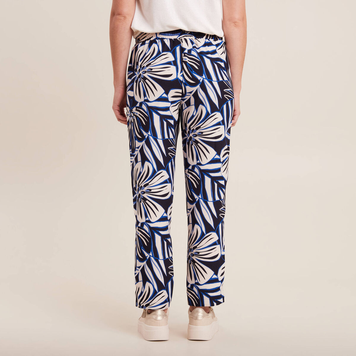 Pantalon carotte fluide 7/8&egrave;me bleu femme